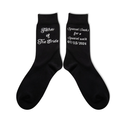 Custom Father of the Bride Socks with Wedding Date, Special Socks for a Special Walk, Gifts for Father of the Bride/Father in Law, Socks for Men
