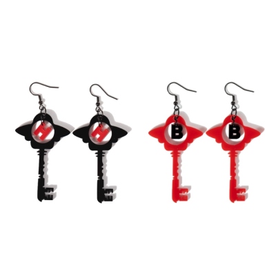 Personalized Hazbin Hotel Style Key Earrings with Initial, Handmade 2 Colors Dangle Earrings, Cosplay Accessories, Gifts for Her/Friends