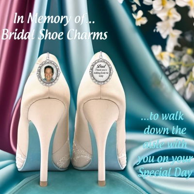 Custom Photo Bridal Shoes Charms, Walk with Me Down the Aisle Wedding Shoe Clips, Shoes Charms in Memory of Father of the Bride & Honor Loved Ones