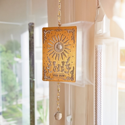 Tarot Card Suncatcher, Spiritual Home Decor, Citrine Crystal Sun Catcher, Christmas/Birthday Gift for Mom/Grandma/Her/Friends