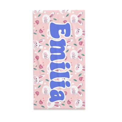 Personalized Name Multicolor Beach Towel, Quick Dry Animals/Plant Prints Bath Towel, Towel for Travel/Pool/Camping/Picnic, Gift for Kid/Friend/Family