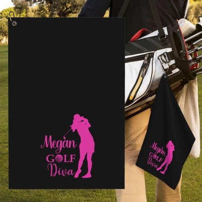 Personalized Ladies Golf Towel, Custom Name Golf Towel Women, Girl Golf Towel for Her, Golfer Favor, Golf Towel Gift for Wife/Mom