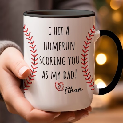 Custom Father's Day Baseball, Personalized Gift for Dad First Father's Day Gift, Custom Baseball Dad Mug, Gift for Dad