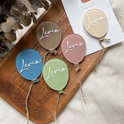(Set of 5)Personalized Balloon Concept Magnet, Custom Fridge Magnet, Baby Gifts