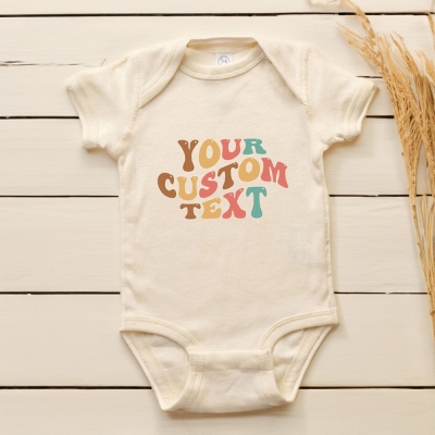 Personalisierter bunter Bubble Name Baby Body, Boho Retro Ästhetik Unisex Baby Onesie, Muttertag/Baby Shower Geschenk für Neugeborene/Säugling/Neue Mama