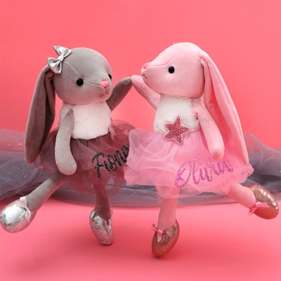 Animal en peluche personnalisé lapin ballerine, jouet en peluche pour petite danseuse de ballet, poupée mignonne souris/chat/lapin, cadeau d'anniversaire pour fille de 3/4/5 ans