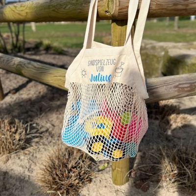 Personalized Sand Toy Bag, Digging Bag, Beach Bag, Playground Bag, Mesh Bag