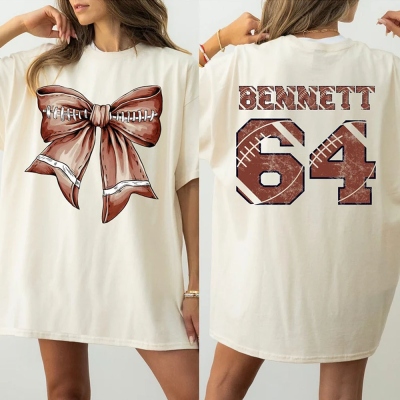 Comfort Colors Cute Football Mama Shirt, Gift For Football Mom, Football Lover Tee with bows, Football Season Mom Gift, Team Player Jersey