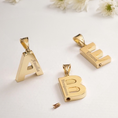 Personalized Initial Name Cremation Urn Necklace, Memorial Ashes Necklace for Beloved/Pet Loss/Baby, Sympathy/Remembrance Gift for Family/Friend