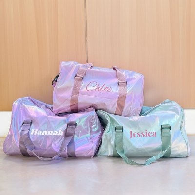 Sac à fermeture éclair avec nom personnalisé pour enfant, sac de gym/danse/week-end de grande capacité, accessoire de voyage, cadeau d'anniversaire/vacances pour fille/fille/enfant