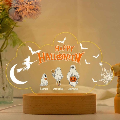 Custom Halloween Night Light, Personalized Night Lamp with Name, Funny Halloween Gifts for Kid, Halloween Decoration Trick/Treat Sign