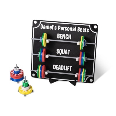 Custom Weightlifting Personal Tracking Board, 3D Printed Fitness Recording Board with Minibarbells for Home Gym Workout, Gift for Sports Lover