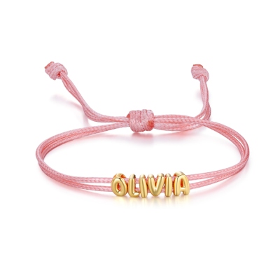 Bracelet personnalisé de cordon de lettre de bulle 3D, nom personnalisé bracelet minimaliste en argent sterling 925, cadeau d’anniversaire/de Noël pour maman/meilleure/elle