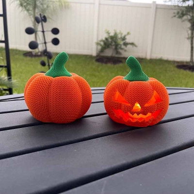 Multi-color Knitted Pumpkin Tea Light Holder, 3D Print Home Decor, Gift for Her/Him