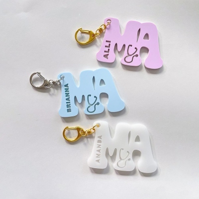 Personalized Name Medical Assistant Keychain, Custom Medical Assistant Bag Tag, Medical Assistant Accessory, Gift for MA