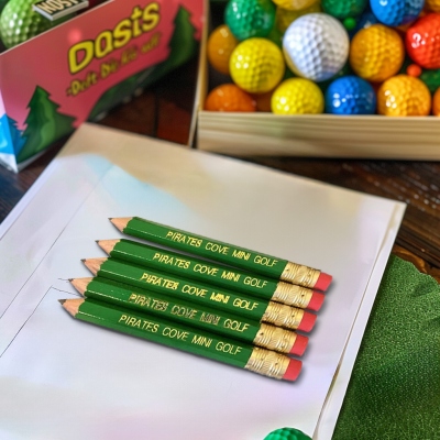 (Set of 25) Personalized Engraved Golf Pencils, Multicolor Hand Pressed Pencils, Golf Event Favors, Wedding Party/Baby Shower Gifts for Guests