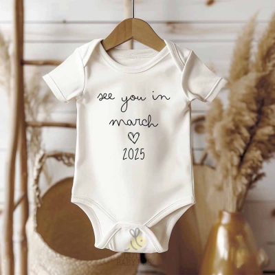 See You in March 2025 Baby Bodysuit, March Baby Announcement Clothes, Coming Soon Baby Onesie, New Baby Announcement Clothes