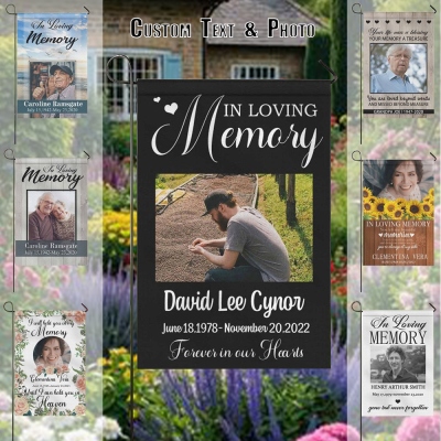 Personalized Name & Photo Memorial Flag with Date, In Loving Memory Garden Flag, Cemetery Decor, Memorial Keepsake, Funeral/Sympathy Gift for Family