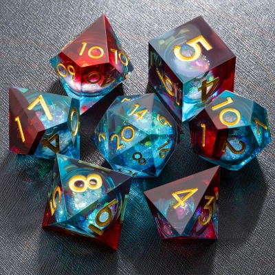 Galaxy Liquid Core Dice, Transparent Dice, Gold Dice, Pink Dice, Blue Dice, Resin Dice, Polyhedral Dice Set, Resin Sharp Edge Dice, DND Dice Gift