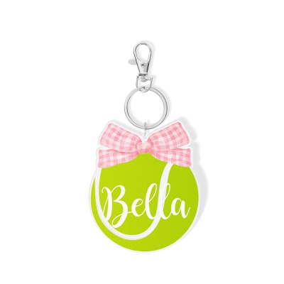 Personalized Coquette Bow Tennis Bag Tag, Custom Name Acrylic Sports Keychain, Tennis Accessories, Gift for Tennis Lover/Sport Lover/Her