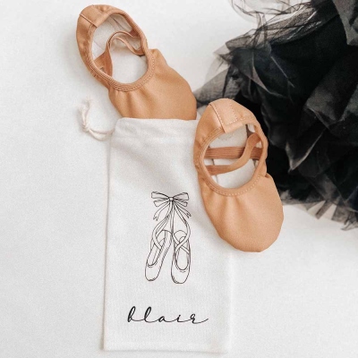 Personalized Ballet Shoes & Shoe Bag Set, Custom Name Multicolor Ballet Slipper Shoe Pouch Bag, Children's Ballet, Gift for Ballet Dancers