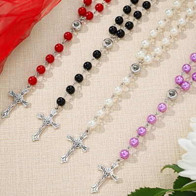 Collana con croce con proiezione fotografica personalizzata, collana religiosa multicolore per battesimo, ricordo del lutto, regalo commemorativo per le donne