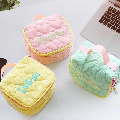 Custom Embroidered Makeup Bag, Macaroon Cosmetic Bag, Candy Colors Monogrammed Makeup Bag, Makeup Pouch Embroidered, Bachelorette Gift