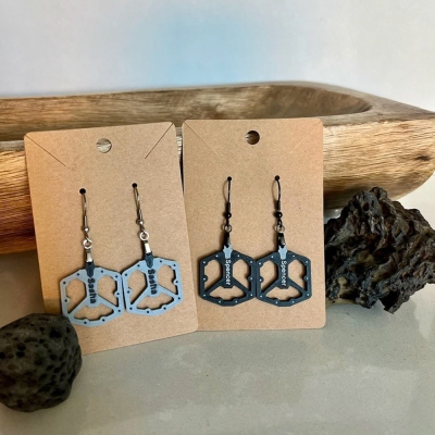 Personalized Name Mountain Bike Pedal Earrings, 3D Printed Sport Earrings, Bike Earrings, Mtb Team, Cycling Gift