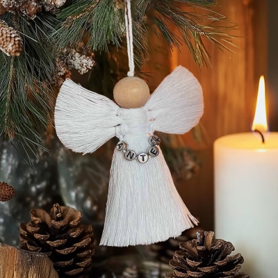 Ornement de Noël en macramé avec nom personnalisé, mini décoration à suspendre en macramé bohème pour infirmière, cadeau de Noël pour les infirmières