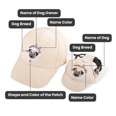 Personalized Dog & Owner Matching Baseball Cap Hats with Names and Embroidered Dog Breed, Christmas/Birthday Gift for Dog Owner/Lover