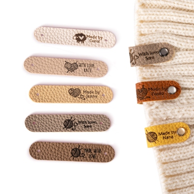 (Set of 10pcs)Personalized Leather Tags for Knitting & Crochet, Handmade Labels for Knitting Items, Gifts for DIY Lover/Sewing Lover/Knitter