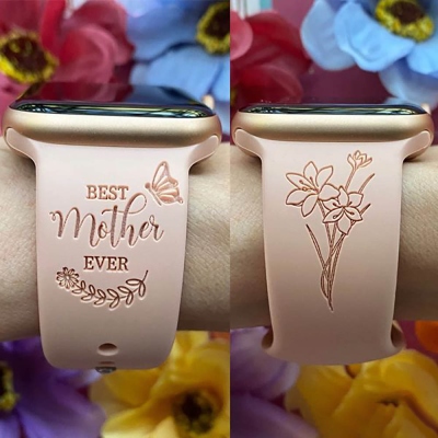 Best Mother Ever with Flower Band for Apple Watch/Fitbit/Galaxy