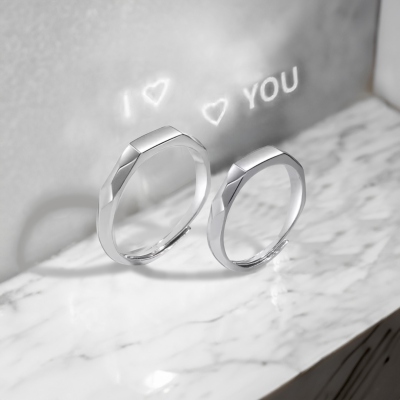 Personalized Dainty Light Sculpted Ring with Name, Minimalist Sterling Silver 925 Adjustable Ring, Christmas/Anniversary Gift for Couple/Him/Her