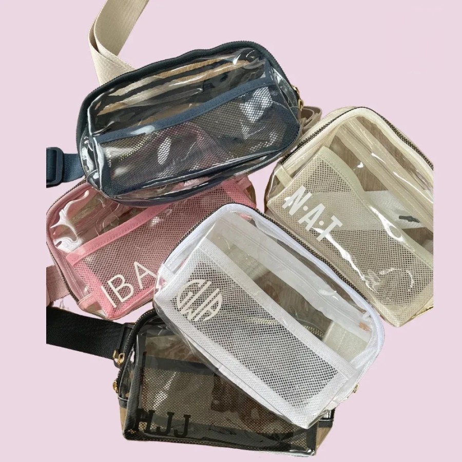 Custom Personalized Clear Belt Bags | Monogram Stadium-Approved Bag | Concert & Event Waist Bag