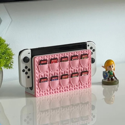 Personalized Name Crochet Faceplate and Cartridge Holder, Compatible with Nintendo Switch, Multiple Colors, Gift for Him/Her