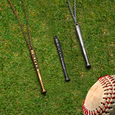 Collier de batte de baseball avec nom personnalisé, collier de sport délicat en argent sterling 925, cadeau d'anniversaire/anniversaire pour amateur de sport/joueur/entraîneur