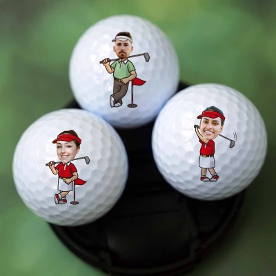Custom Name & Photo Unique Golf Balls, Cartoon Golf Balls, Golf Gift, Gift for Golfer, Wedding Gift, Anniversary Gifts, Groomsmen Gift, Best Man Gift