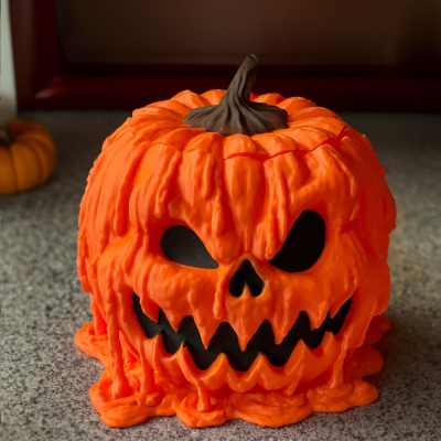 3D-tryckt läskig Jack-O'-Lantern pumpaskål, läskig godisrätt Trick eller godis serveringsskål, heminredning i hemmet på gårdsplanen, halloweenpresent