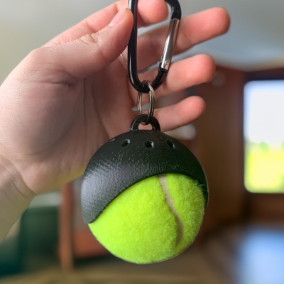 3D Printed Tennis Ball Holder, Dog Toy Ball Holder Pet Accessory, Leash Attachment, Backpack Accessory Keychain, Gift for Tennis Lover/Pet Owner