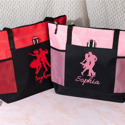 Personalisierte Tragetasche mit Glitzer für Ballsaaltanz, große Reißverschlusstasche mit Netztasche, Jubiläums-/Weihnachtsgeschenk für Tänzerin/Ballerina