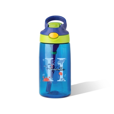 Wasserflasche mit Meerestieren, 16oz Wal/Meeresschildkröte/Kugelfisch Kindertasse mit Henkel, Geschenk zum Kindertag/Schulanfang für Kinder/Meeresliebhaber