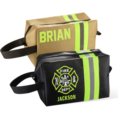 Personalized Name Firefighter Toiletry Bag, Men's Shaving Bag, Travel Bag for Men, Groomsman Gift, Father's Day/Birthday Gift for Dad/Boyfriend