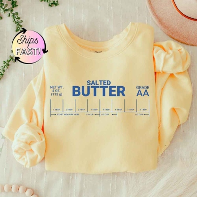 Personalized Name Salted Butter Sweatshirt, Custom Funny Baking T-Shirt, Family Recipe Mom Aesthetic Crewneck, Baker Foodie Gift, Comfort Colors