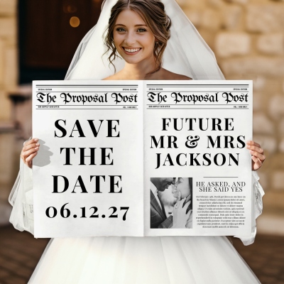 Personalized Name Wedding Announcement Newspaper with Photo, Save the Date Editable Newspaper Template, Engagement/Wedding Gift for Couples/Newlyweds