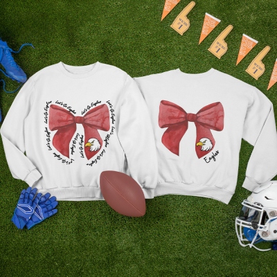 Custom Cheer Mascot Bow Shirt, Coquette Bow med T-shirt/tröja med djurmönster, School Spirit Shirt, Game Day Shirt, Present till sportfans/kvinnor