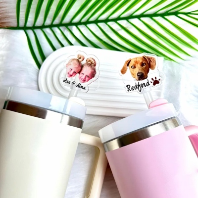 Custom Tumbler Straw Topper, Personalized Pet Memorial Straw Cap, Custom Drink Cup Cover, Pet Topper, Christmas Gifts