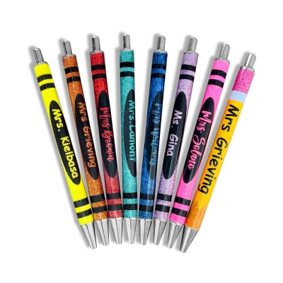 Stylo crayon à paillettes avec nom personnalisé, lot de 2, stylo crayon à paillettes, crayon à paillettes, cadeau d'appréciation de l'enseignant, cadeau de rentrée scolaire, cadeau pour étudiant.