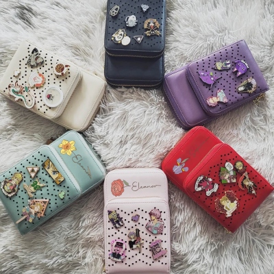 Personalized Name Birth Flower Mini Crossbody Wallet, Mini Bag for Women, Birthday Gift, Gift for Her/Mom/Wife