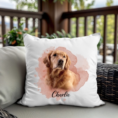 Custom Pet Throw Pillow with Photo, Personalized Dog Cat Face Pictures Pillow, Gift for Pet Lovers, Memorial Pillow, Loss of Dog Sympathy Gift