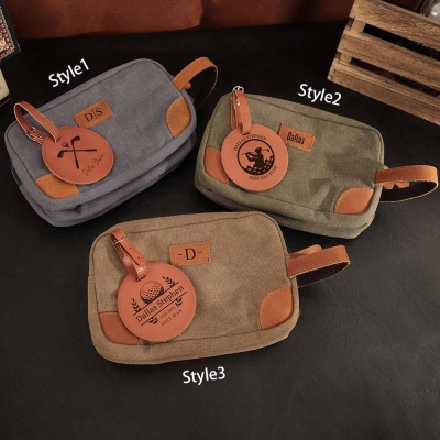 Custom Golf Gift Set, Golf Toiletry Bag, Golf Bag Tag with Golf Tees, Groomsmen Gifts, Personalized Golf Lover Gift, Accessory for Golfers